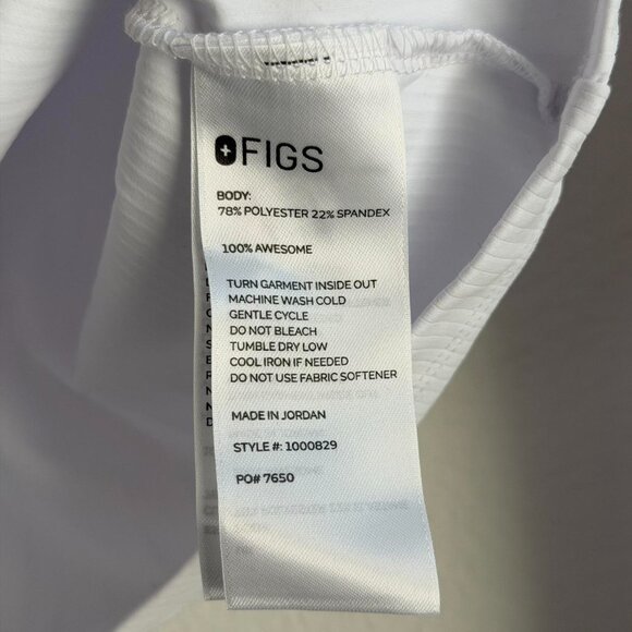 Figs Ribbed Longsleeve Underscrub in White, Size Large - Picture 10 of 11